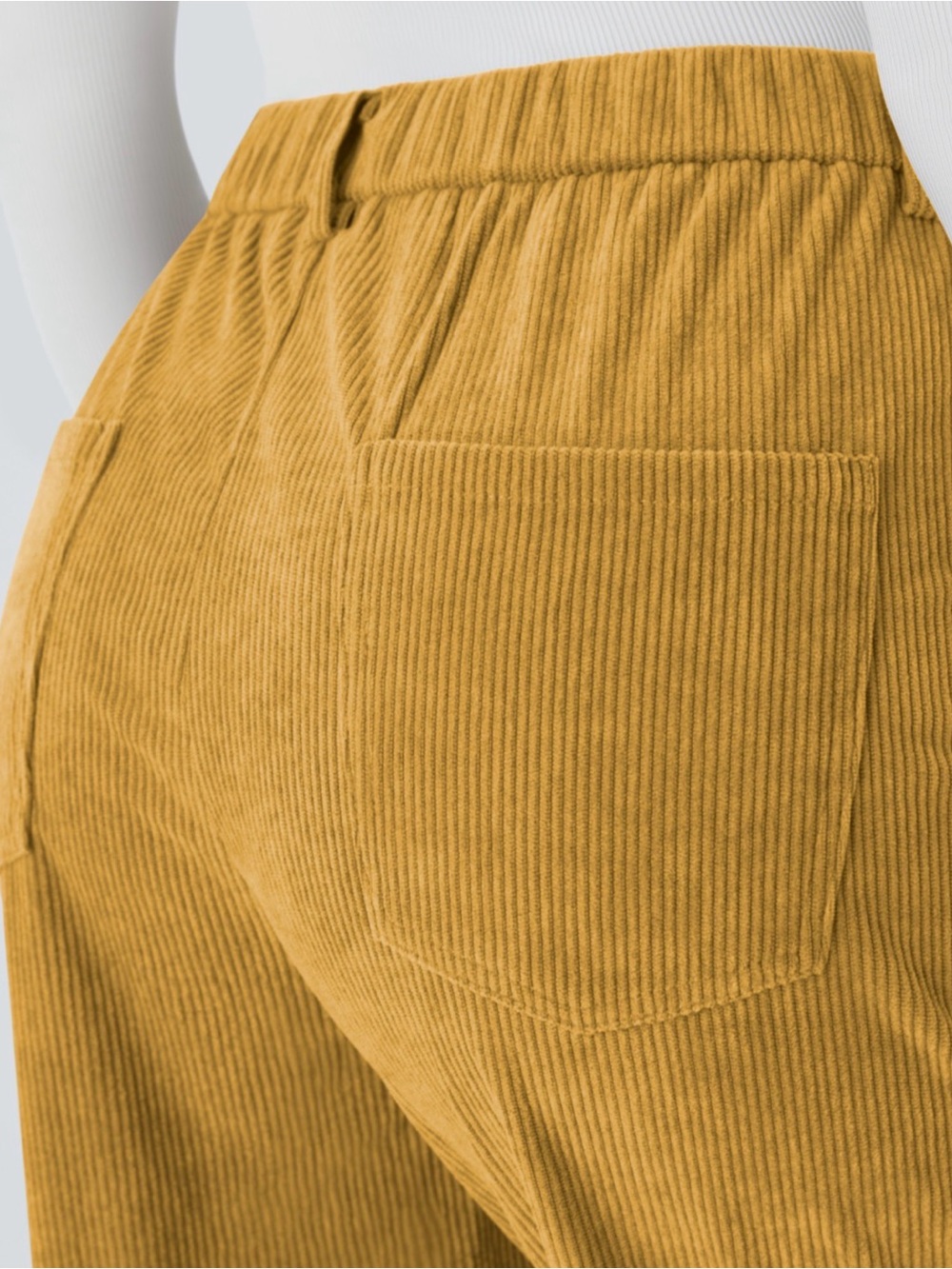 Mid Rise Zipper Pockets Corduroy Casual Joggers - Amber Gold - Picture 5 of 7